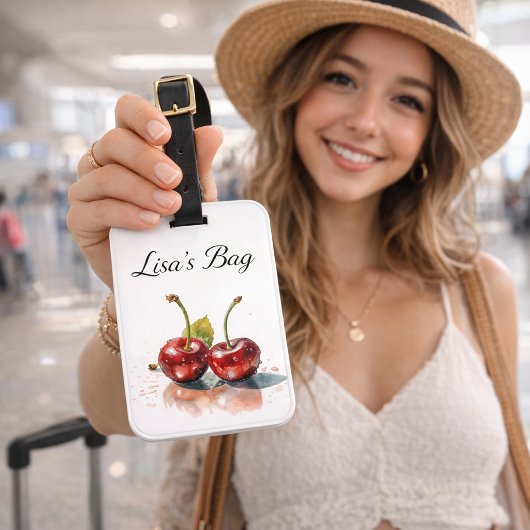 Süßkirschen in Wasserfarbe, nach Maß Gepäckanhänger