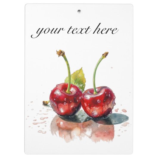 Süßkirschen in Wasserfarbe, nach Maß Klemmbrett (Rückseite)