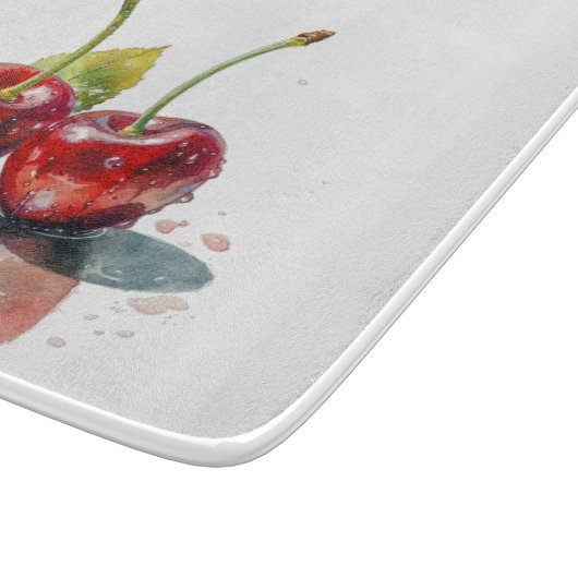 Süßkirschen in Wasserfarbe, nach Maß Schneidebrett (Ecke)