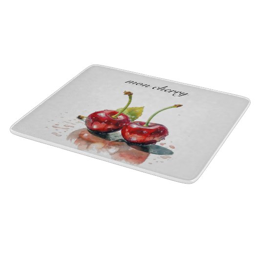 Süßkirschen in Wasserfarbe, nach Maß Schneidebrett (Ecke)