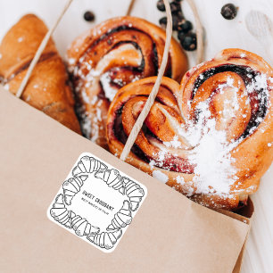 Süßkroissant Bäckereiladen Quadratischer Aufkleber