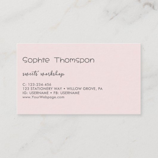 Süßkuchen Visitenkarte (Rückseite)