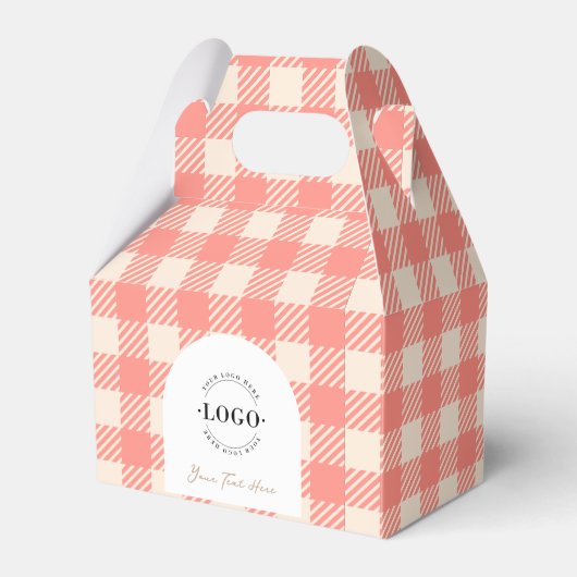 Süßlila, rosa Gingham karierte Gastgeschenk Hochze Geschenkschachtel (Vorderseite)