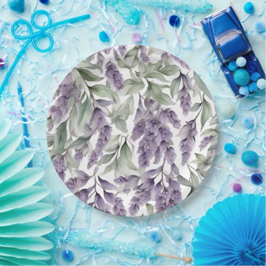 Süßlila und Salbei Wasserfarbe Pappteller (Party)