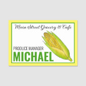 Süßmais Cob Lebensmittelgeschäft Gemüse Veg Namensschild (Vorderseite)