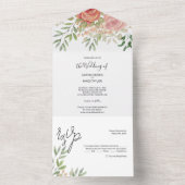 Süßorangefarbene Rose Wasserfarben Handlackiert All In One Einladung (Innen Boden)