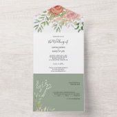 Süßorangefarbene Rose Wasserfarben Handlackiert All In One Einladung (Innen Boden)