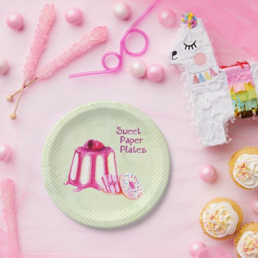 Süßpapier Teller mit Kuchen & Donuts (Party)