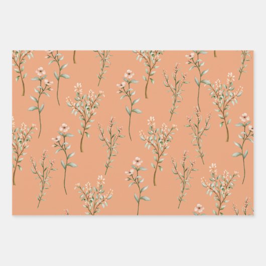 Süßpeachy Blumenwrapping Paper Blatt Set 3 (Vorderseite 2)