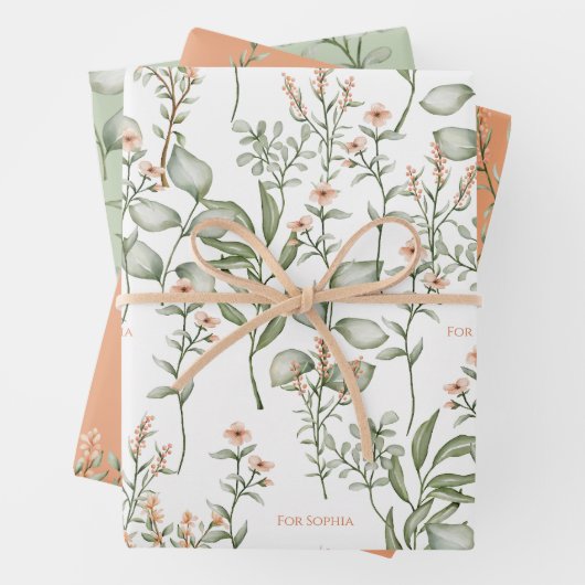 Süßpeachy Blumenwrapping Paper Blatt Set 3 (Beispiel)