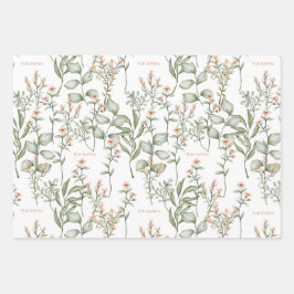 Süßpeachy Blumenwrapping Paper Blatt Set 3
