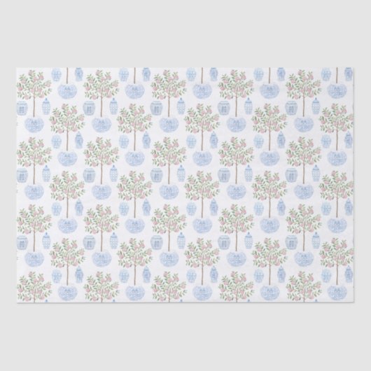 Süßpfirsich Wasserfarbe Tree Blauer Weiße Ingwer J Seidenpapier (Vorderseite)