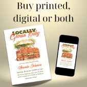 Süßpfirsichernte lokale Kinderdusche Einladung