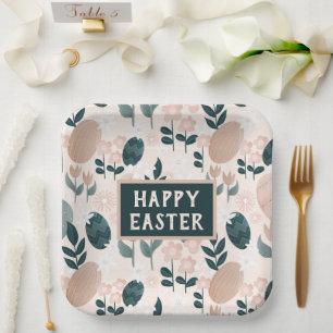 Süßpfirsiches Grünes Boho Ostereier Pappteller