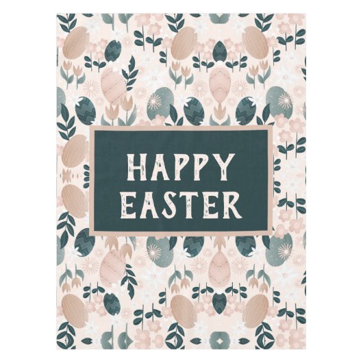 Süßpfirsiches Grünes Boho Ostereier Tischdecke (Vorderseite)