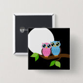 Süßromantische Owlen Button (Vorne & Hinten)