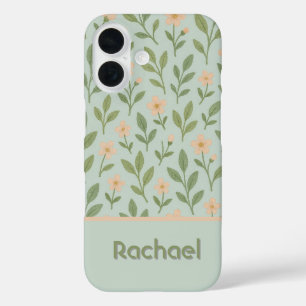 Süßrosa Blume, Monogramm iPhone 16 Hülle