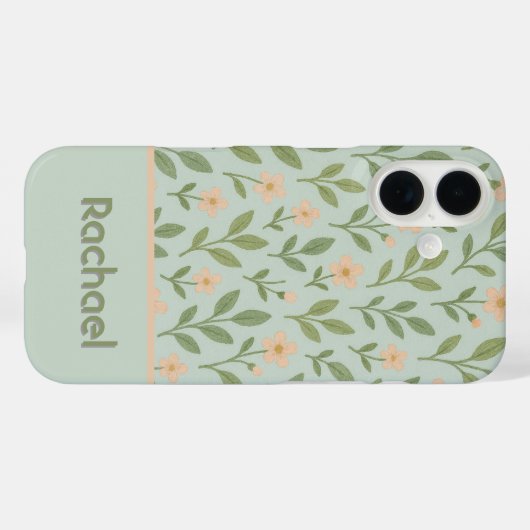 Süßrosa Blume, Monogramm Case-Mate iPhone Hülle (Rückseite (Horizontal))