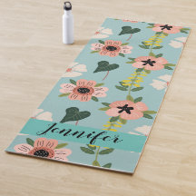 Süßrosa Blume Muster Yoga Mat