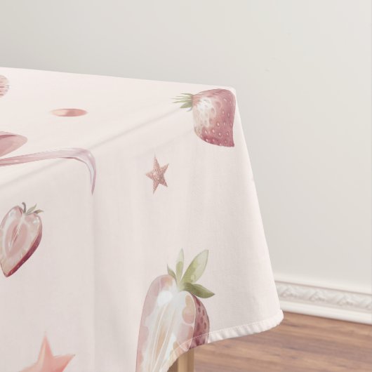 Süßrosa Erdbeeren Liebe Herz und Sterne Tischdecke (Beispiel)