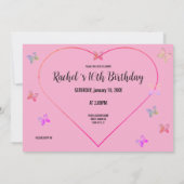 Süßrosa Herzklopfen Süß 16 Geburtstag Einladung (Rückseite)