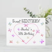 Süßrosa Herzklopfen Süß 16 Geburtstag Einladung (Stehend Vorderseite)