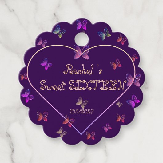 Süßrosa Herzklopfen Süß 16 Geburtstag Geschenkanhänger (Vorderseite)