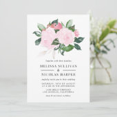 Süßrosa Rose Hochzeit Einladung (Stehend Vorderseite)