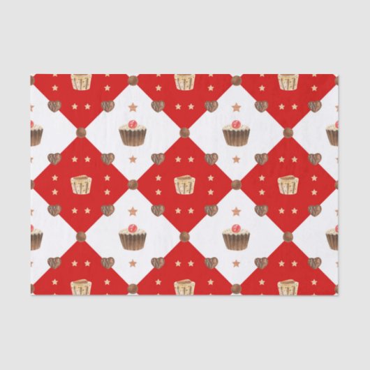 Süßschokolade Leckereien Moderne Weihnachtswasserf Seidenpapier (Vorderseite)