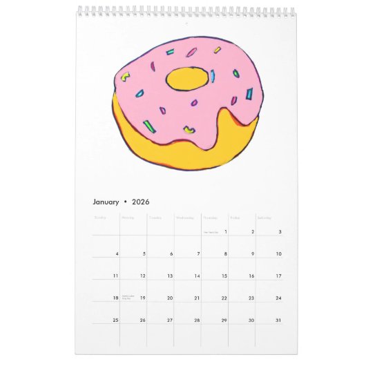 Süßspeise niedliche moderne Illustration Mädchen Kalender (Jan 2026)