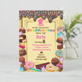 Süßspeise, Schokolade, Essen, Donuts, Regenbogen Einladung (Stehend Vorderseite)