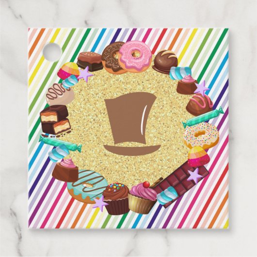 Süßspeise, Schokolade, Essen, Donuts, Regenbogente Geschenkanhänger (Vorderseite)