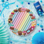 Süßspeise, Schokolade, Essen, Donuts, Regenbogente Pappteller (Party)