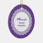 Süßster COUSIN je Weiße Spitzen Rahmen Z03 Keramikornament (Rechts)