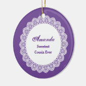Süßster COUSIN je Weiße Spitzen Rahmen Z03 Keramikornament (Links)