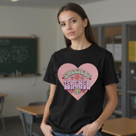 Süßster Lehrer Retro Blume Valentine Herz T-Shirt