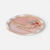 Süßstoff als Pfirsichplatte - Streifen (P) Pappteller (Schrägansicht)