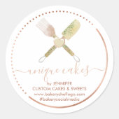 Süßwaren Bäckerei Herz Spatula Koch niedlich Runder Aufkleber (Vorderseite)