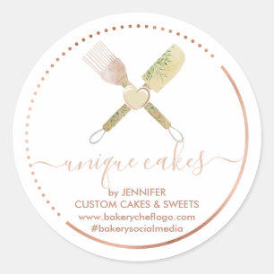 Süßwaren Bäckerei Herz Spatula Koch niedlich Runder Aufkleber