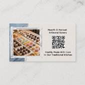 Süßwaren-Bäckerei mit Bild und QR-Code Visitenkarte (Vorderseite)