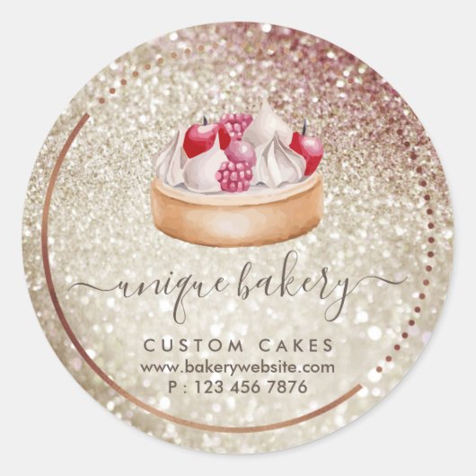 Süßwaren Creme Cheesecake Glitzern Runder Aufkleber (Vorderseite)