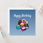Süßwaren Geburtstagskarte Karte (Vorderseite/Rückseite Beispiel)