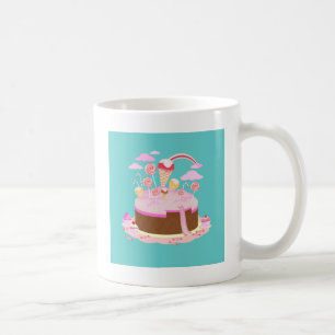 Süßwaren und Schokoladenkuchen zum Geburtstag Kaffeetasse