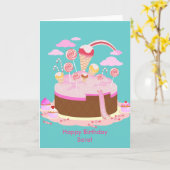 Süßwaren und Schokoladenkuchen zum Geburtstag Karte (Gelbe Blume)