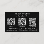 *~* Süßwarenbäckerei 3 QR Social Media Visitenkarte (Rückseite)