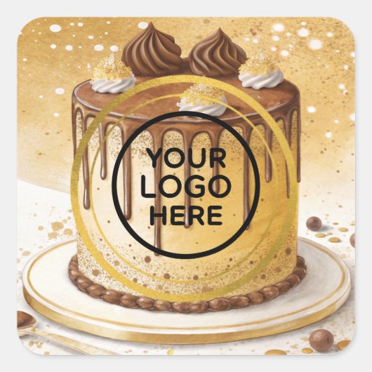 Süßwarenbäckerei Logo Quadratischer Aufkleber (Vorderseite)