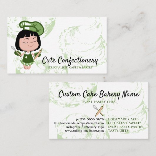 Süßwarenbäckermädchen Visitenkarte (Vorne/Hinten)