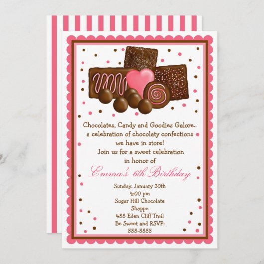 Süßwarengeschäft Einladung (Vorne/Hinten)