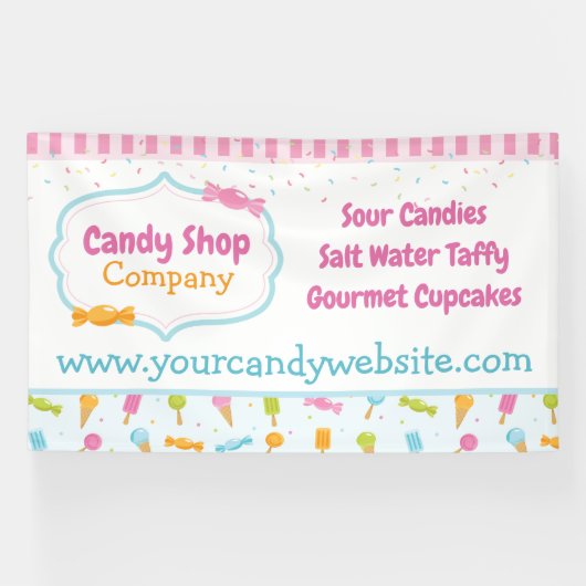 Süßwarenladen und Eiscreme Confetti Banner (Horizontal)