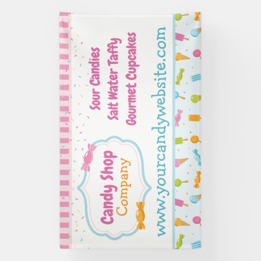 Süßwarenladen und Eiscreme Confetti Banner (Vertikal)